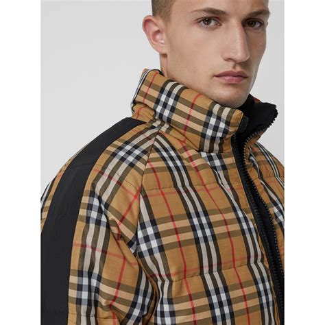 burberry vintage check down-filled hooded puffer jacket|vintage burberry puffer jacket.